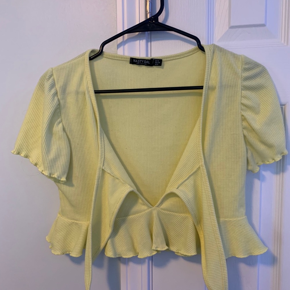 NastyGal yellow cropped shirt